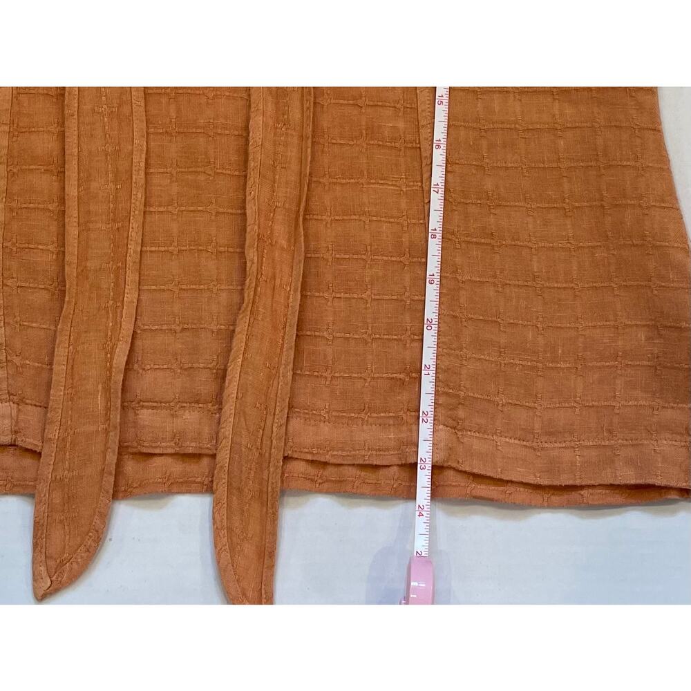 Mosaic USA Peach / Light Orange Tie Front 3/4 Sleeve Linen Blouse, Size S - Picture 11 of 11